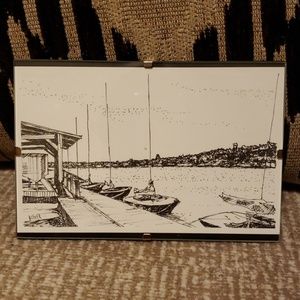 Seattle postcard art - Boats